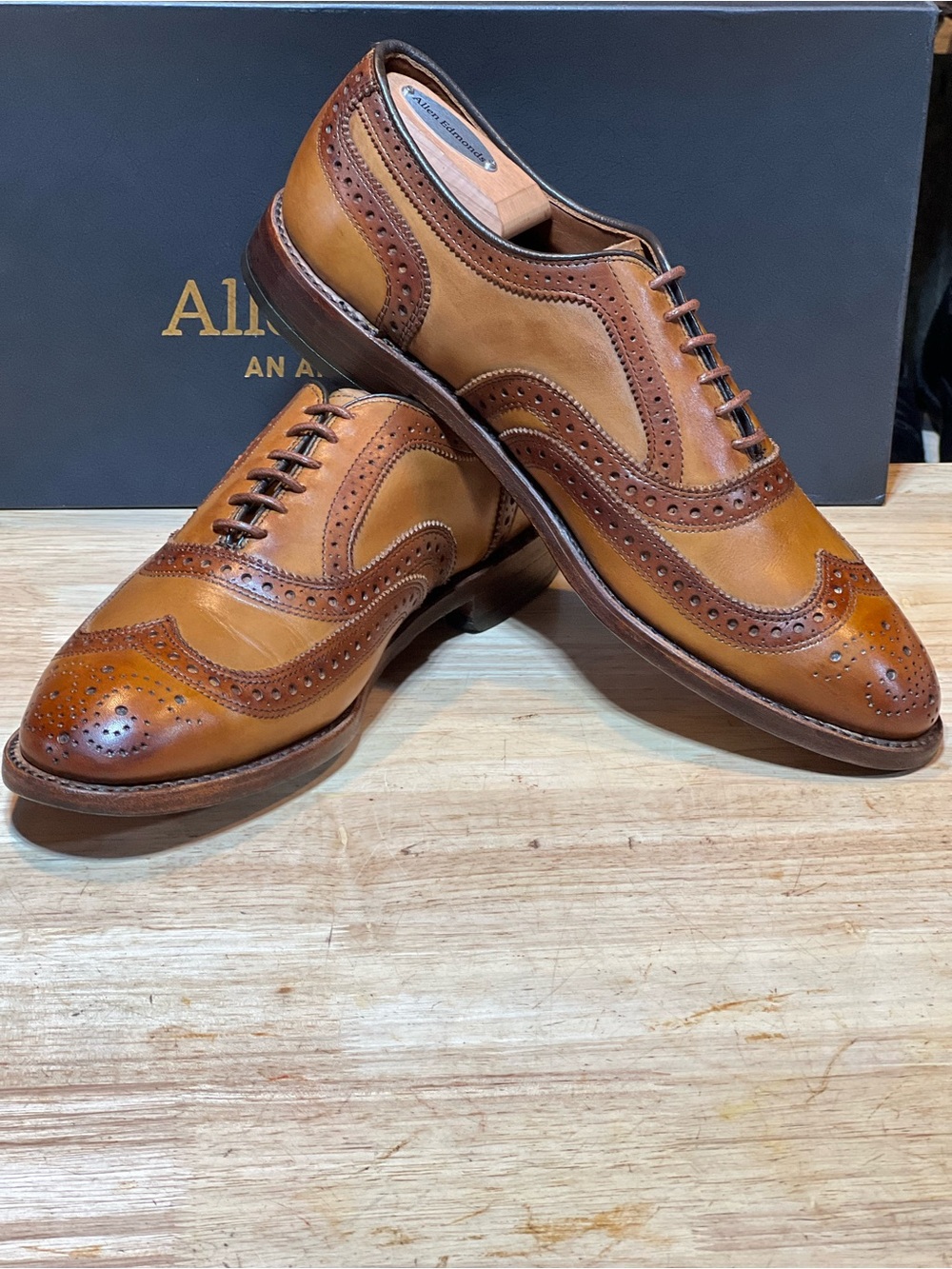 Allen Edmonds Two-Tone Brown Wingtip Oxfords - Picture 15 of 16